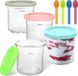 4 gobelets à crème glacée pour machine à crème glacée - Gobelets réutilisables en polycarbonate avec couvercles et cuillères - Idéal pour la crème glacée et le sorbet faits maison