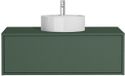 Vente-unique Mat groen zwevend badkamermeubel met enkele ronde wastafel - 94 cm - TEANA II