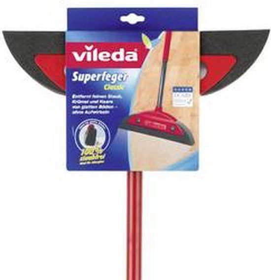 Vileda Superfeger Classic Bezem, met telescoopsteel en microvezel-veger, geschikt voor mensen met een allergie