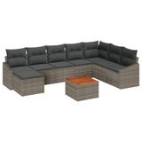 vidaXL Tuinbank Set 9-delig Grijs Polyrattan