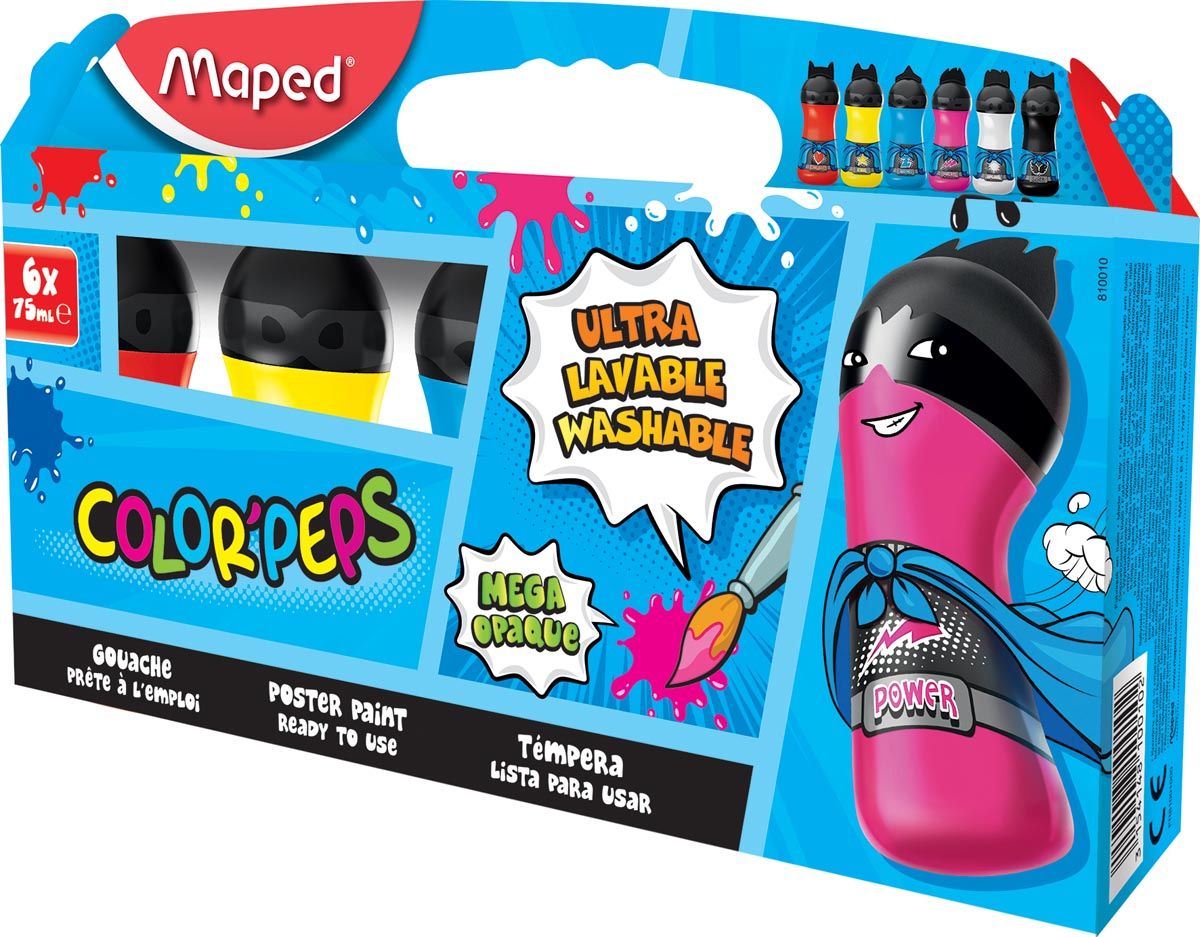 Maped Color Peps Plakkaatverf - 6 x 75 ml - Primaire Kleuren