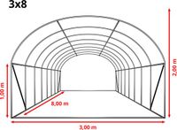 GFP TOOLPORT Tunnelkas 3x8m PE-zeil 180g/m² wit transparant