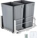Poubelle encastrable - Double bac à déchets extractible - Capacité 2x33L - Glissières à fermeture douce - Avec kit de montage de porte - Pour meuble de cuisine sous plan de travail - Gris