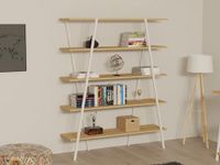Hanah Home Stijlvolle boekenplank, saffier & wit, 120 x 150 x 35,6 cm, 100% melamine gecoat deelbord, 18 mm dik, duurzaam ijzeren profiel, modern design