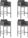 vidaXL Barkrukken 4 st met kussens poly rattan grijs