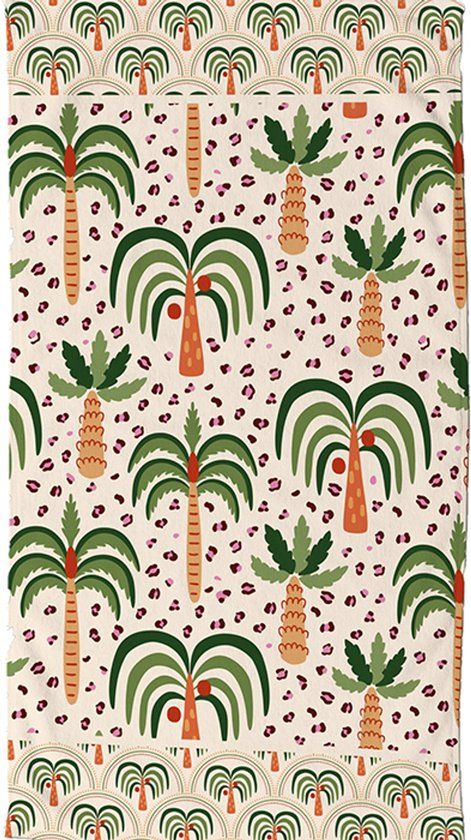 Good Morning Strandlaken voor Kinderen 100x180 cm - Tropische Palmboom Print - Zandkleur - Oeko-Tex Gecertificeerd