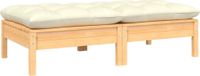 Banc de jardin en pin massif 2 places avec coussins crème