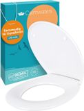 Calmwaters® WC Bril Premium Antibacterieel Softclose - Made in EU Inox-fitting Duroplast Toiletbril Afneembaar klassiek ovaal Zitoppervlak