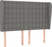vidaXL Hoofdbord met randen 147x23x118/128 cm stof gris foncé