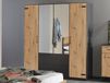 BUTTO Armoire BUTTO 4 portes 2 tiroirs 181 cm chêne artisan/gris métal avec miroir