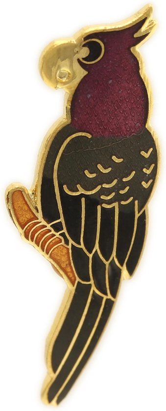 Merkloos / Sans marque Behave® Broche vogel papegaai zwart roze