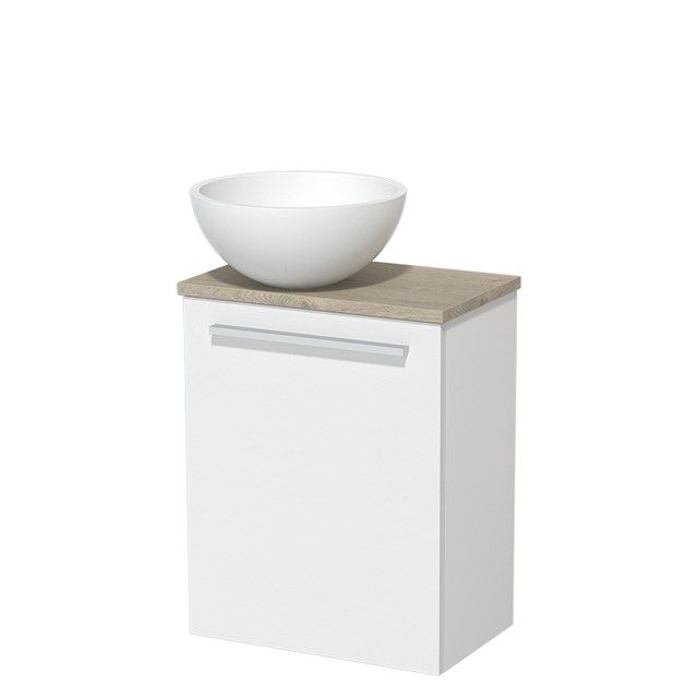Maxaro Modulo Toiletmeubel 41 cm - Mat Wit - Lichtgrijs Eiken