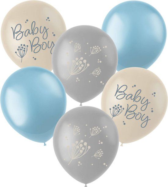 Folat Ballonnen blooming baby boy - 33 cm - 6 stuks