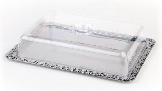 Serveerschaal met deksel RVS Rechthoek 42x31cm - Vaatwasserbestendig