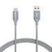 Amazon Basics USB-C-naar-USB-A 2.0-snellaadkabel, gevlochten nylonkabel, snelheid 480 Mbps, USB-IF-gecertificeerd, voor Apple iPhone 16/15, iPad, Samsung Galaxy, tablets, laptops, 1,8 m, donkergrijs