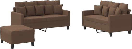vidaXL 4-delige Loungeset met kussens stof bruin