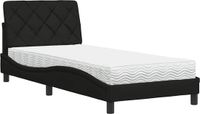 vidaXL Lit avec matelas, tissu, noir, 80x200 cm