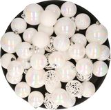 Decoris Shoppartners Bv Kerstversiering kunststof kerstballen parelmoer wit 4-6 cm pakket van 53x stuks