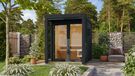 Karibu Saunahuis Buiten sauna Tuin sauna Ares 1, antracietkleurig, zonder accessoires, 38 mm massief hout, 191x276x232 cm, kleur: antraciet