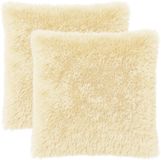 vidaXL Kussensloop 2 pcs HEERLEN Crèmekleurig 60 x 60 cm PV Fleece