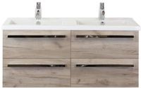 BES LED Seville Badmeubelset 120 cm - 4 Laden Craft Oak - Wastafel Djazz Dubbel