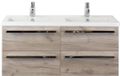 BES LED Seville Badmeubelset 120 cm - 4 Laden Craft Oak - Wastafel Djazz Dubbel