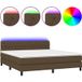 Maison Exclusive - Lit boxspring avec matelas et éclairage LED, marron foncé, 180 x 200 cm, tissu