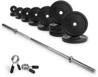 VirtuFit Rubberen Halterset - 150 kg - Volledige set - Incl. Halterstang, Halterschijven en Veerclipsluitingen