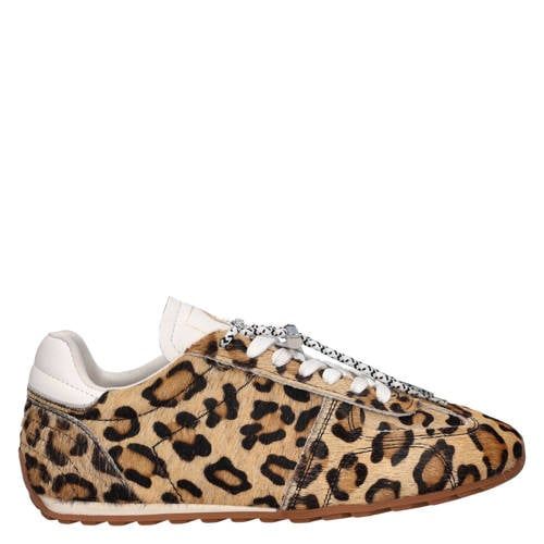 Cruyff sneakers met ponyhair en panterprint beige/zwart