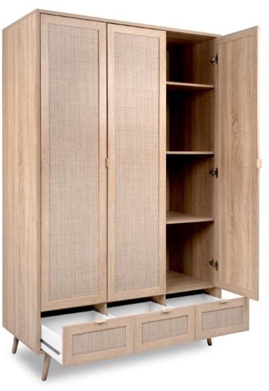 Finori Bali Kast - Eiken/Riet Decor - 3-deurs
