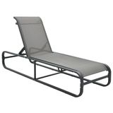 VidaXL Lounge tuinstoel met gecapitonneerde zitting, aluminium en textiel, grijs