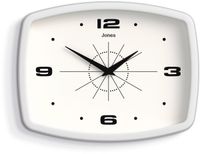 JONES CLOCKS® Film Wandklok | Retro Rechthoekige Klok | 25cm | Wit