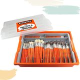 Cleopatre Opbergkoffer met afdruiprek + 100 stuks, ideaal voor het bewaren en drogen van schilderpenselen, geschikt voor scholen en gemeenschappen, oranje, 41 x 33 x 8 cm