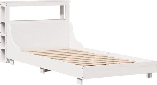 vidaXL Bedframe - Massief Grenenhout - Wit - 75x190 cm