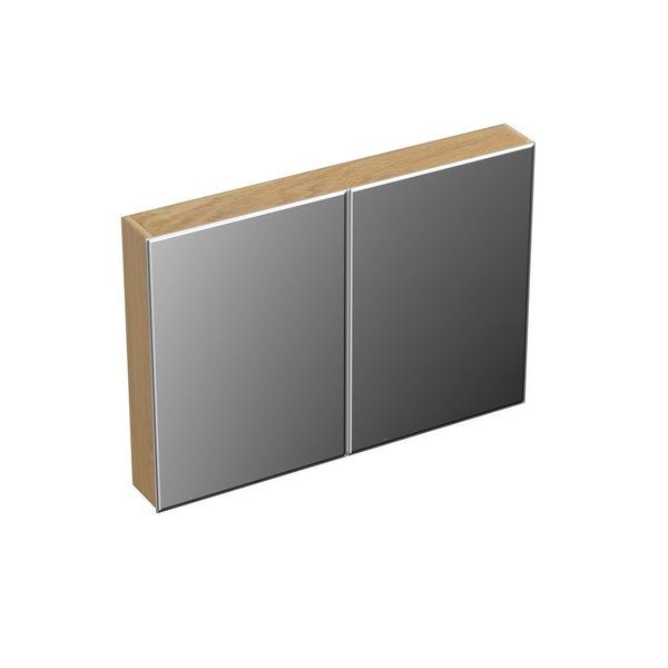 Forzalaqua Uni spiegelkast 100x68.5x12.5cm 2 draaideuren dubbelzijdig spiegelend Massief Eiken Smoke 8072085