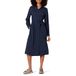 Amazon Essentials Dames Georgette Overhemdjurk met Lange Mouwen en Midi-Lengte