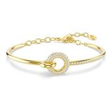 Swarovski Dextera armband, Ronde slijpvorm, Wit, Goudkleurige toplaag