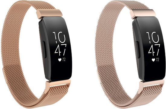 KELERINO. Milanees bandje voor Fitbit Inspire (HR) - 2 pack - Rose Goud / Champagne - Small