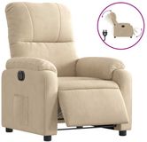 vidaXL Fauteuil verstelbaar elektrisch microvezelstof crèmekleurig