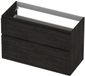 INK - Onderkast 2 Laden Greeploos Hout Decor met Houten Keerlijst A-symmetrisch - 1000x450x650 Mm - Houtskool Eiken