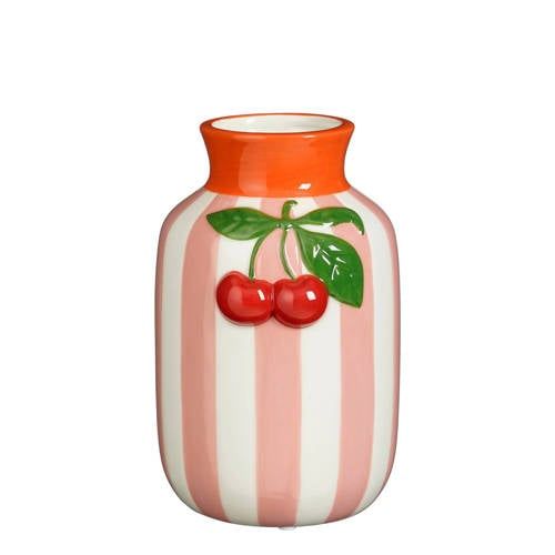 Mica Decorations vaas Kers - roze (12x11x18 cm)