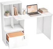 HOMCOM Bureau met planken - Spaanplaat - 126x50x109cm - Wit