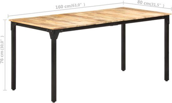 vidaXL Eettafel 160x80x76 cm ruw mangohout