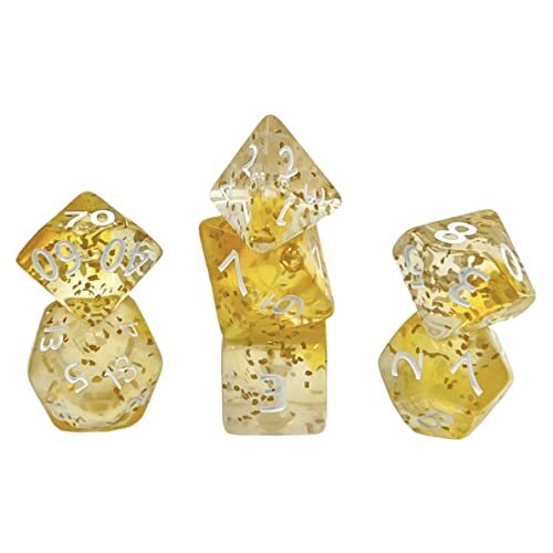 Dice4friends Dice4friends DIC37393 dobbelstenen set Confetti: Yellow Sulfer (7) dobbelstenen