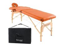QUIRUMED Inklapbare Houten Massagetafel Easy, Kleur oranje, 186 x 66 cm