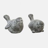 Loberon Decoratieve vogel set van 2 Haldoríe antiekgrijs