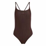 Adidas Sportswear Iconisea Geribbeld Badpak Met Cups En Dunne Bandjes - Dames - Bruin