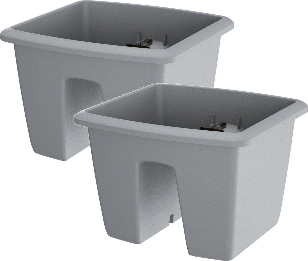 Prosperplast 2x Kunststof balkon plantenpotten/bloempotten lichtgrijs 29 cm