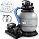 tillvex Filtre à sable piscine 7 900L/h incl. 400g balles filtrantes gris | Système de filtration 7 voies valve & adaptateur 2en1 Ø32mm - 38mm | Filtre de piscine avec manomètre | Filtre à sable pour piscine