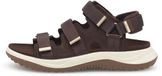 Woden Damessandalen Caroline Chocoladebruin Platte Sandalen Suède Rubber Klittenband
